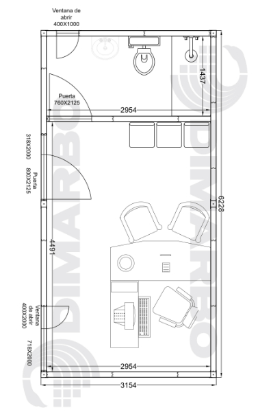 Plano monoambiente Dimarbo